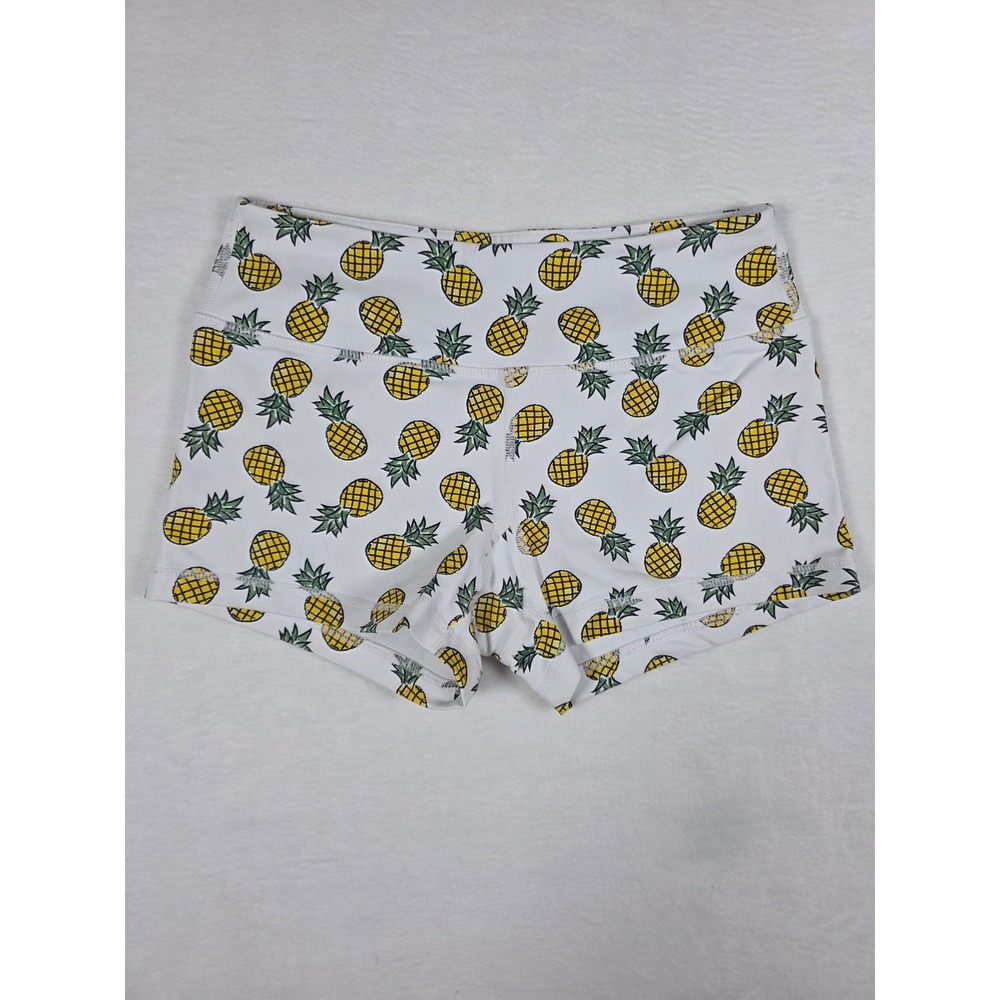 Savage Barbell Pineapple Print Booty Shorts XS White Gym CrossFit Compression